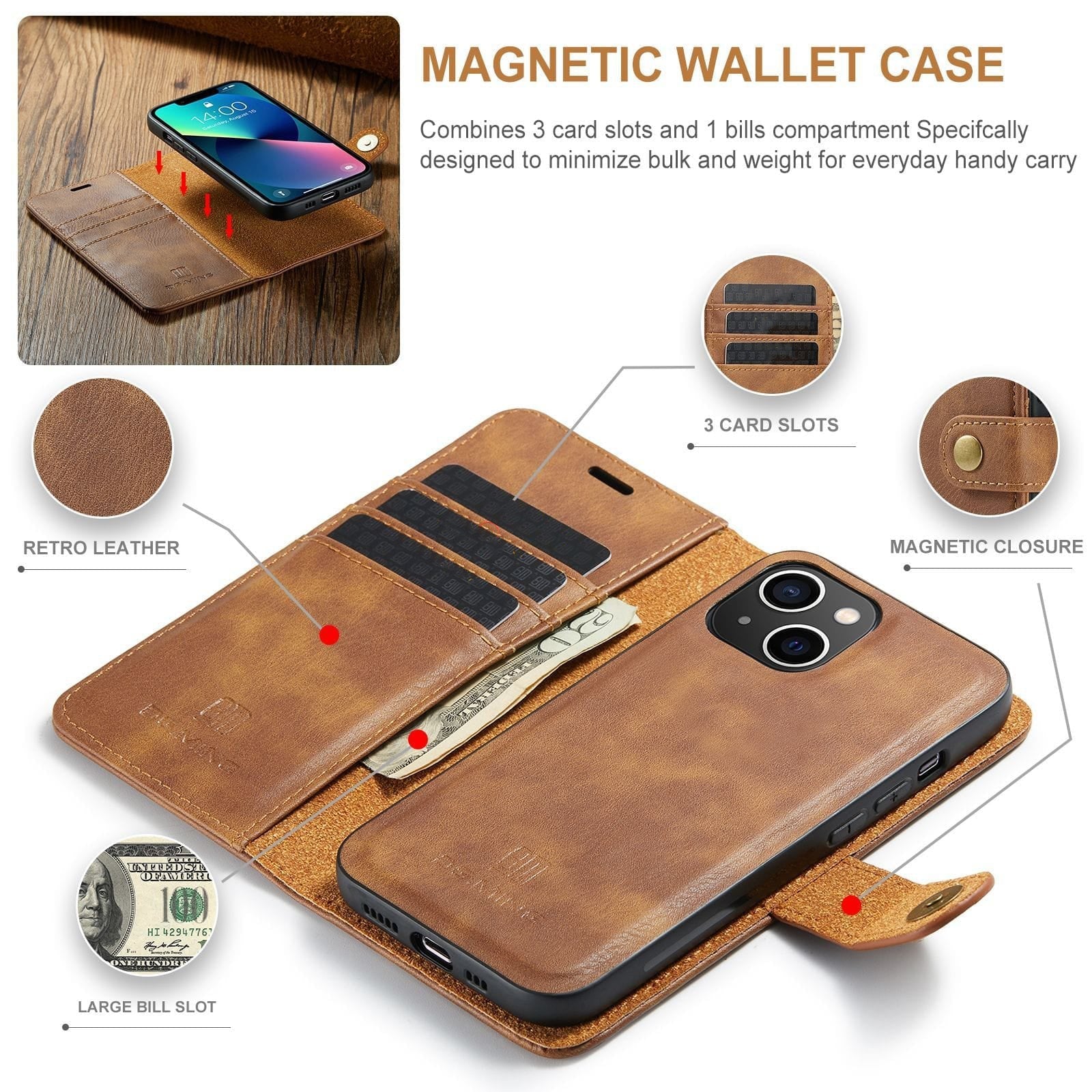 Two-In-One Wallet Style Premium Leather Luxury Flip Case iPhone cover – JustAndBest India