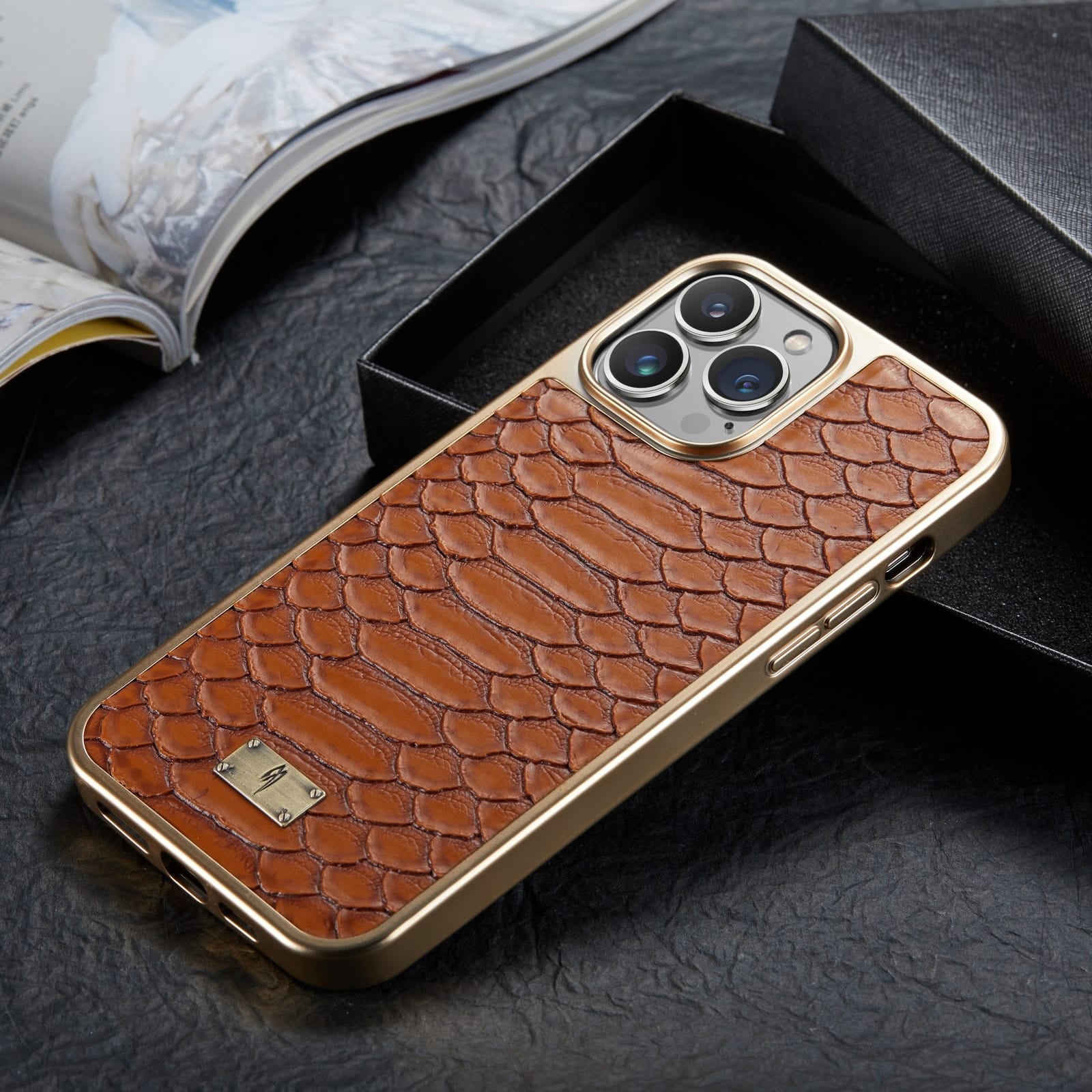 Royal Brown Gold Plated Premium Leather Luxury Case iPhone cover – JustAndBest India