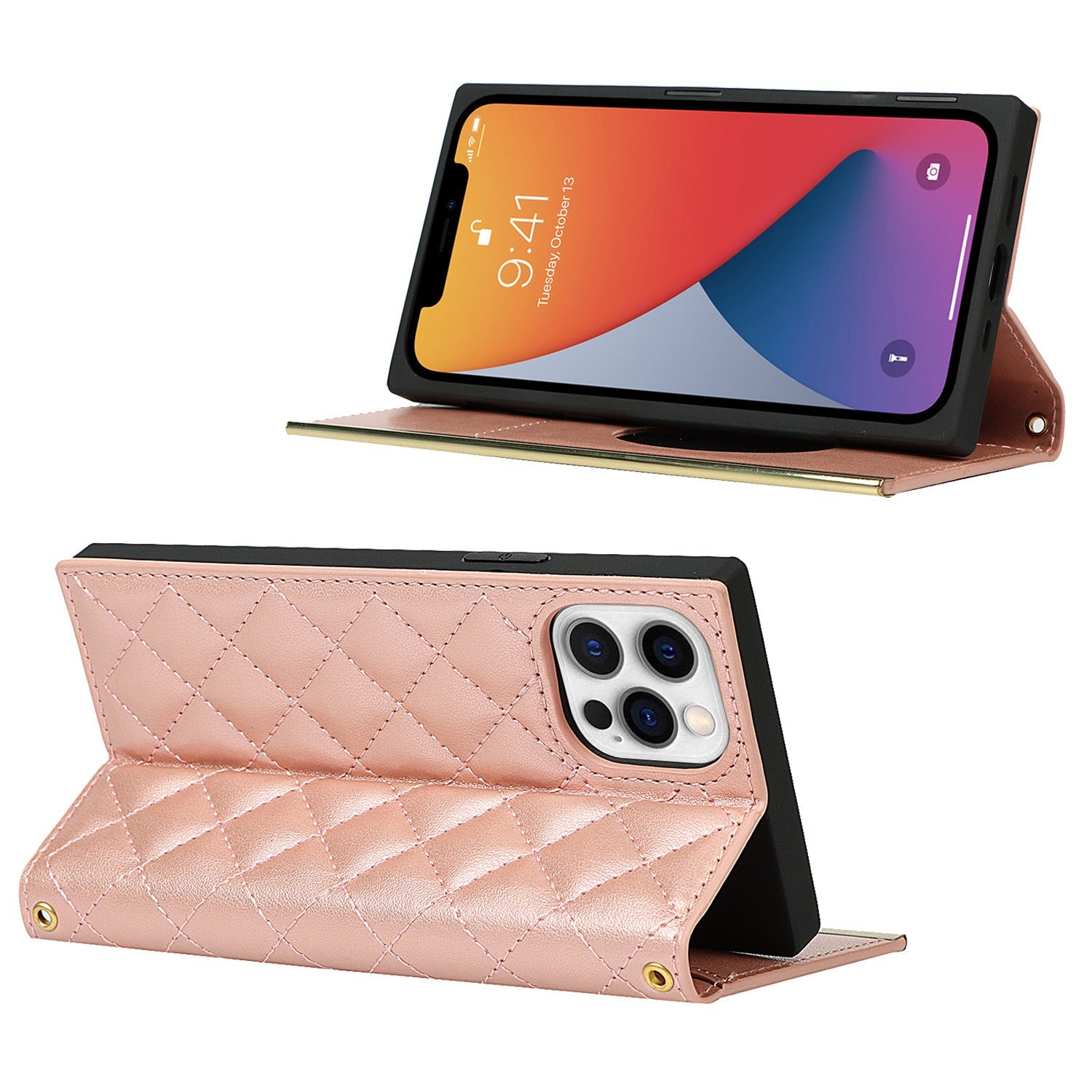 Rose Gold Luxury Leather Flip Case (with Chain Sling) iPhone cover – JustAndBest India