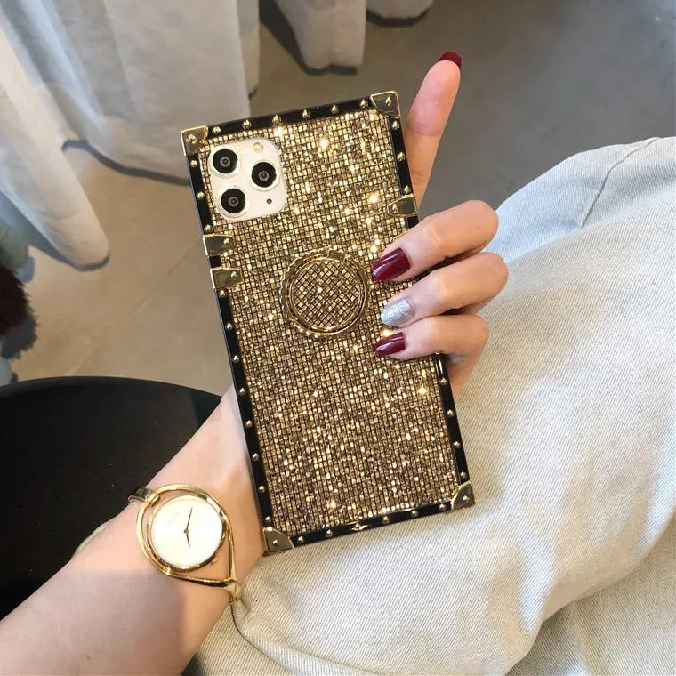 Elegant Gold Glitter Ring Holder Luxury Cover – phone accessory by JustAndBest India