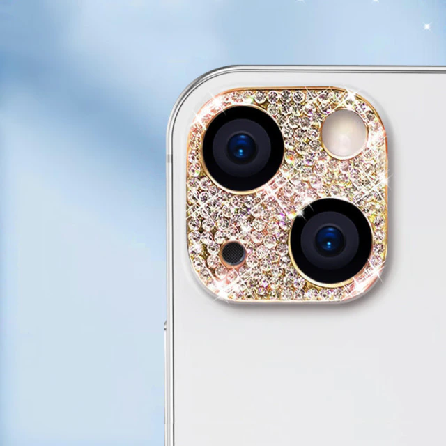 Golden Diamond Stones iPhone Camera Lens Protector – phone accessory by JustAndBest India