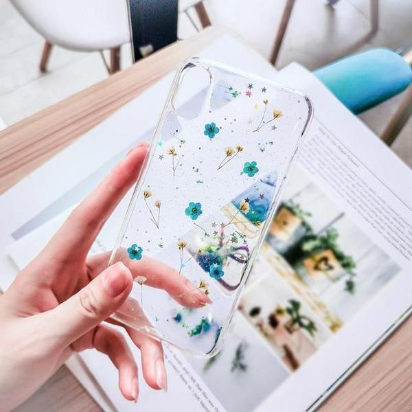 Floral Glitter transparent Cover for Samsung