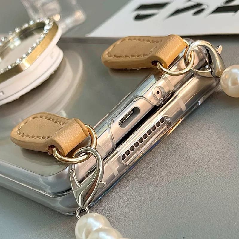 Pearls Bracelet Rhinestones Mirror Heart Cover iPhone cover – JustAndBest India