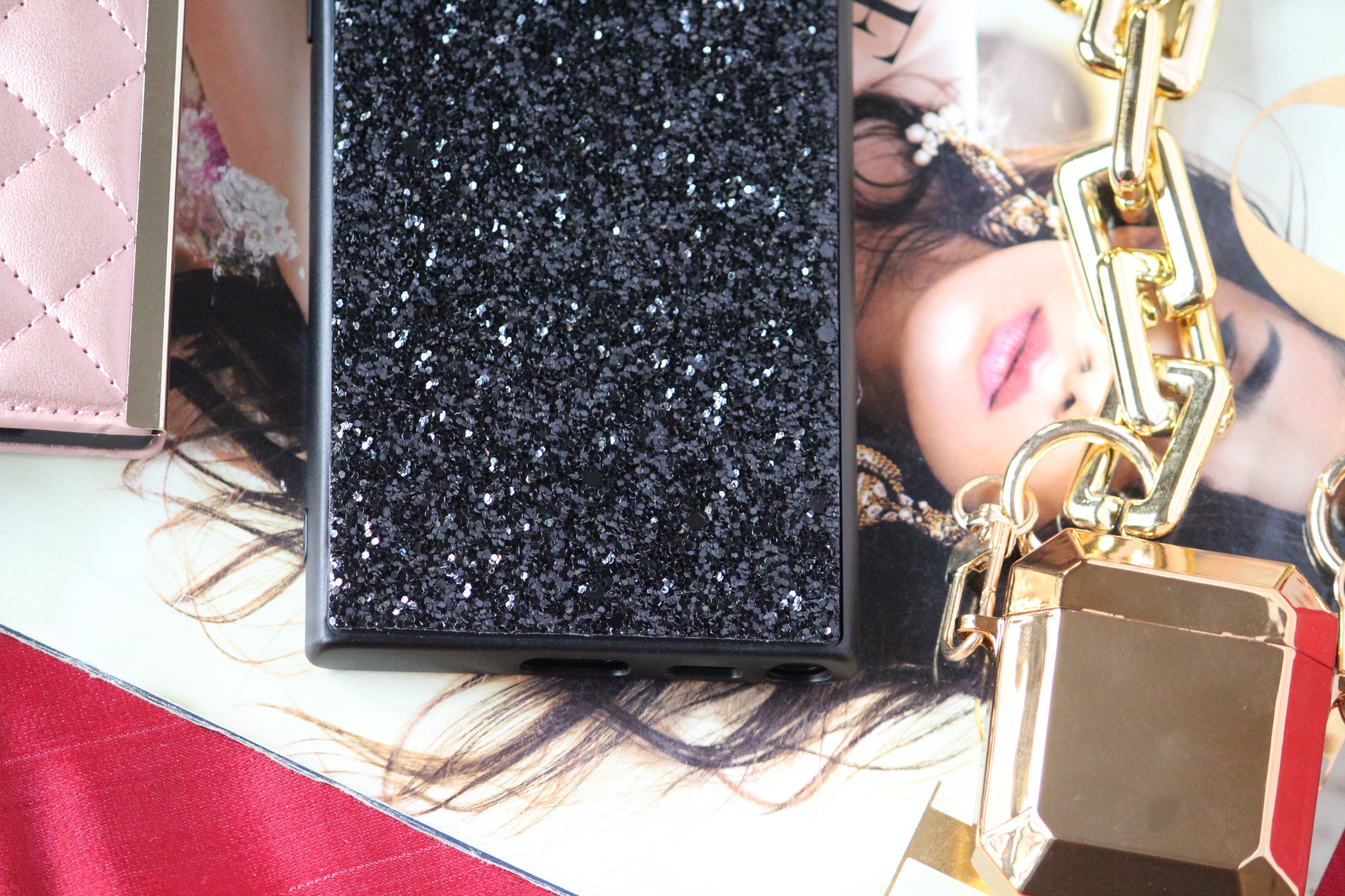 Black Glitter Bling Sequin Samsung S21 Fe Cover