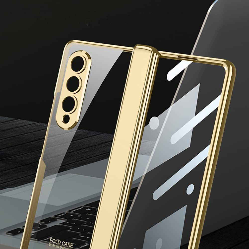 Gold Electroplated Premium Transparent Glass Cover (with Front Glass and Hinge protection) iPhone cover – JustAndBest India