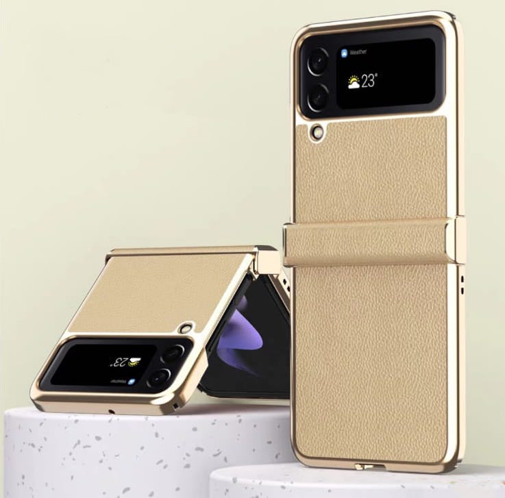 Champagne Gold Leather Premium Slim Cover (with Hinge protection) iPhone cover – JustAndBest India