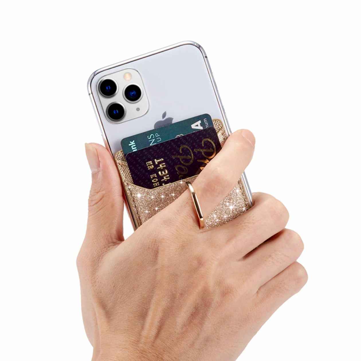 Gold Glitter Ring Holder Phone Wallet – phone accessory by JustAndBest India