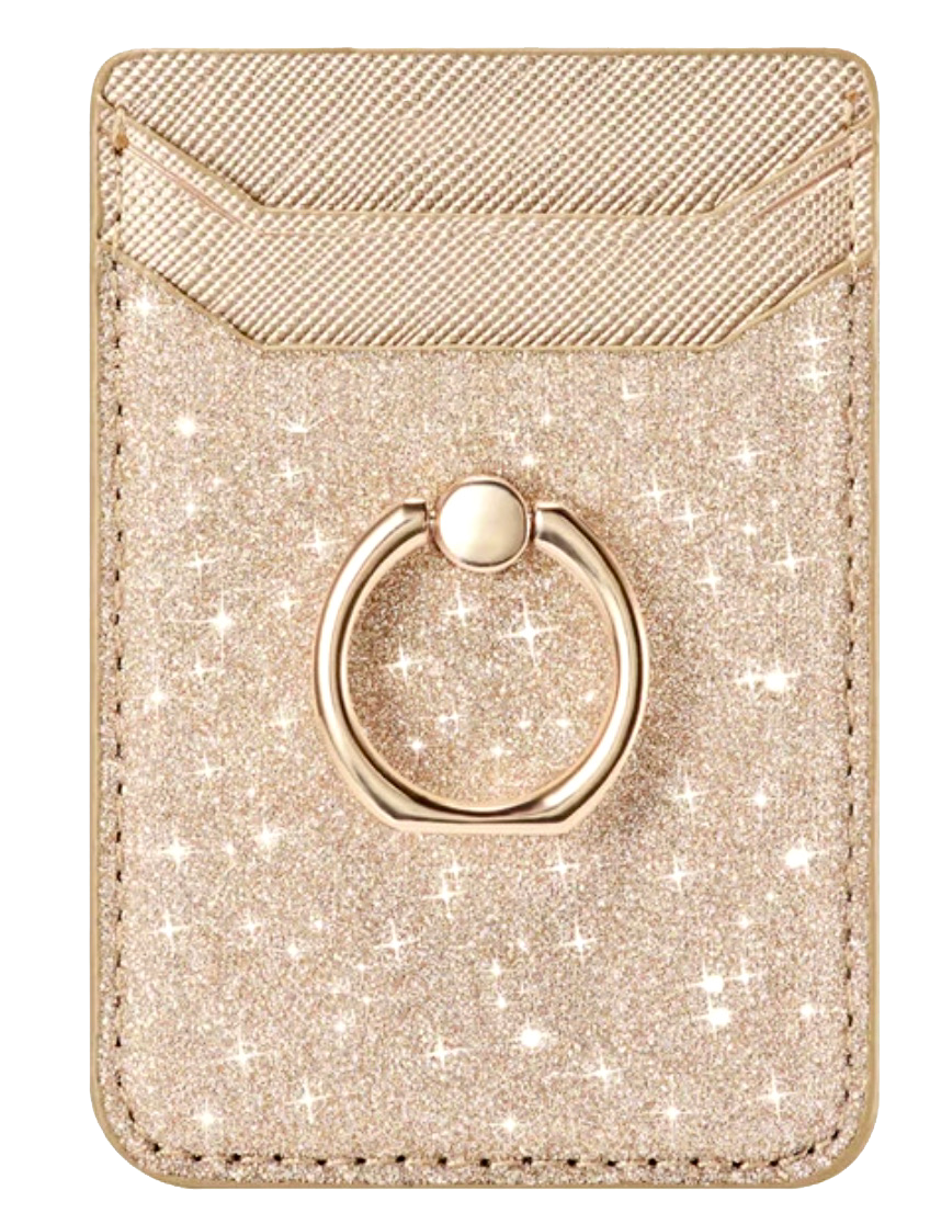 Gold Glitter Ring Holder Phone Wallet – phone accessory by JustAndBest India