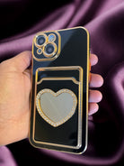 Bling Diamonds Heart Card Holder Cover