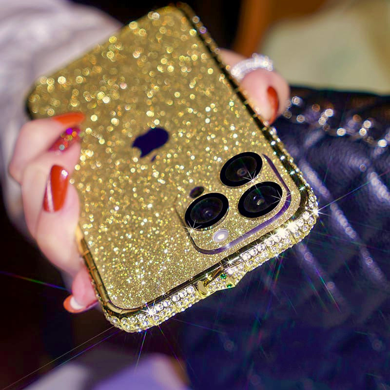 Gold Diamond Rhinestones Luxury Bumper Cover iPhone cover – JustAndBest India