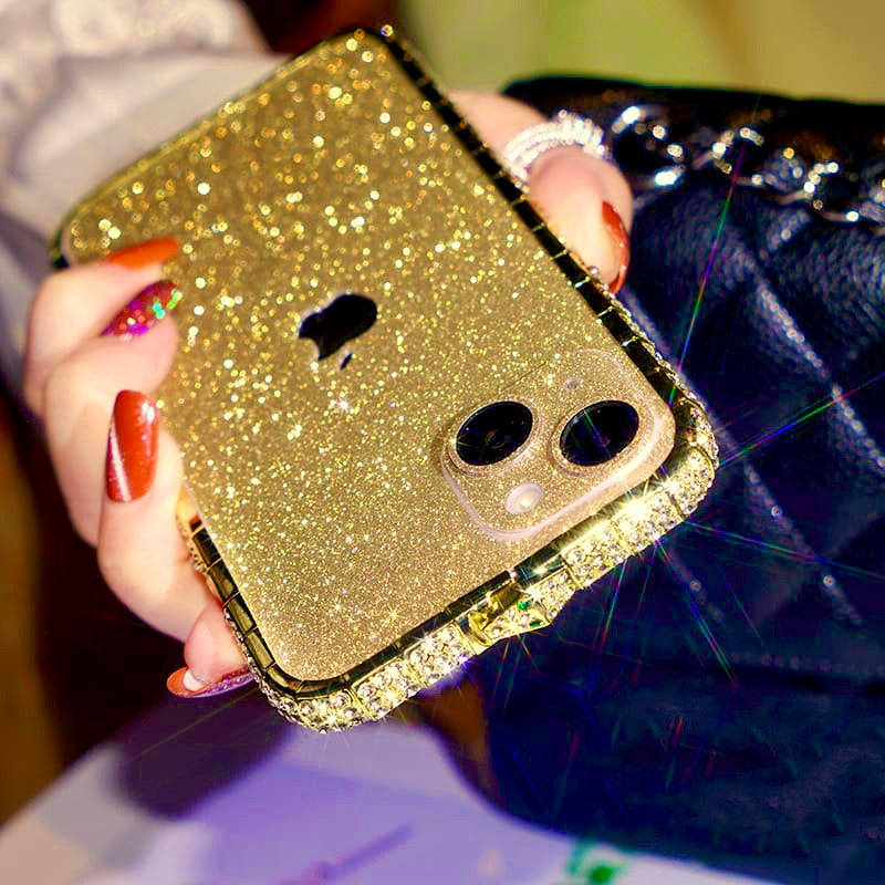 Gold Diamond Rhinestones Luxury Bumper Cover iPhone cover – JustAndBest India