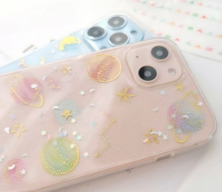 Glittery Stars and Planets Transparent Case iPhone cover – JustAndBest India