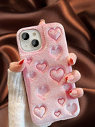 pink Elegant Hearts Velvet Case for iphone 13