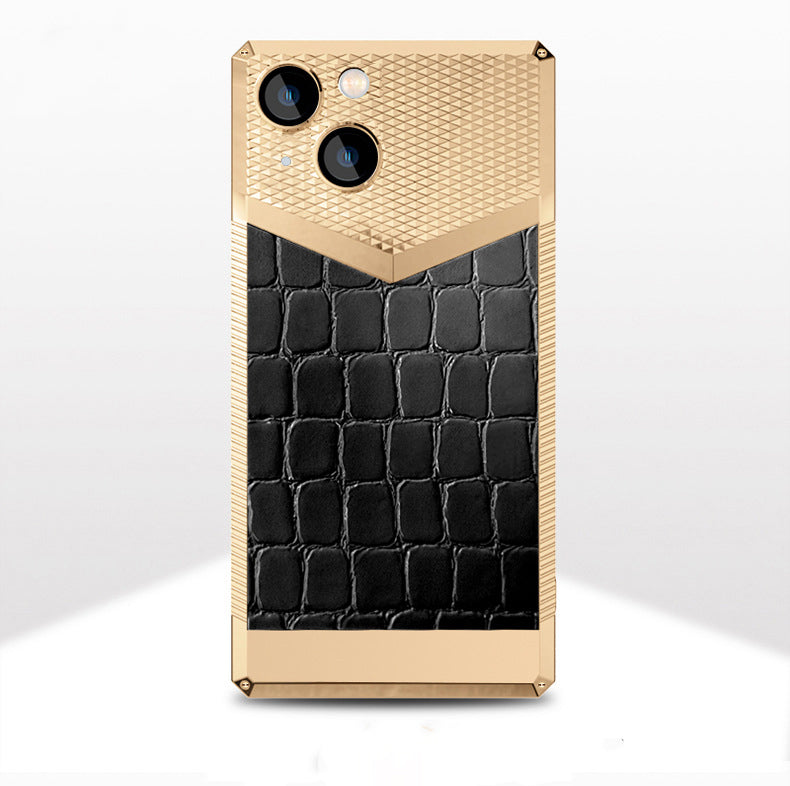 Gold Electroplated Croco Pattern Leather Luxury Cover iPhone cover – JustAndBest India
