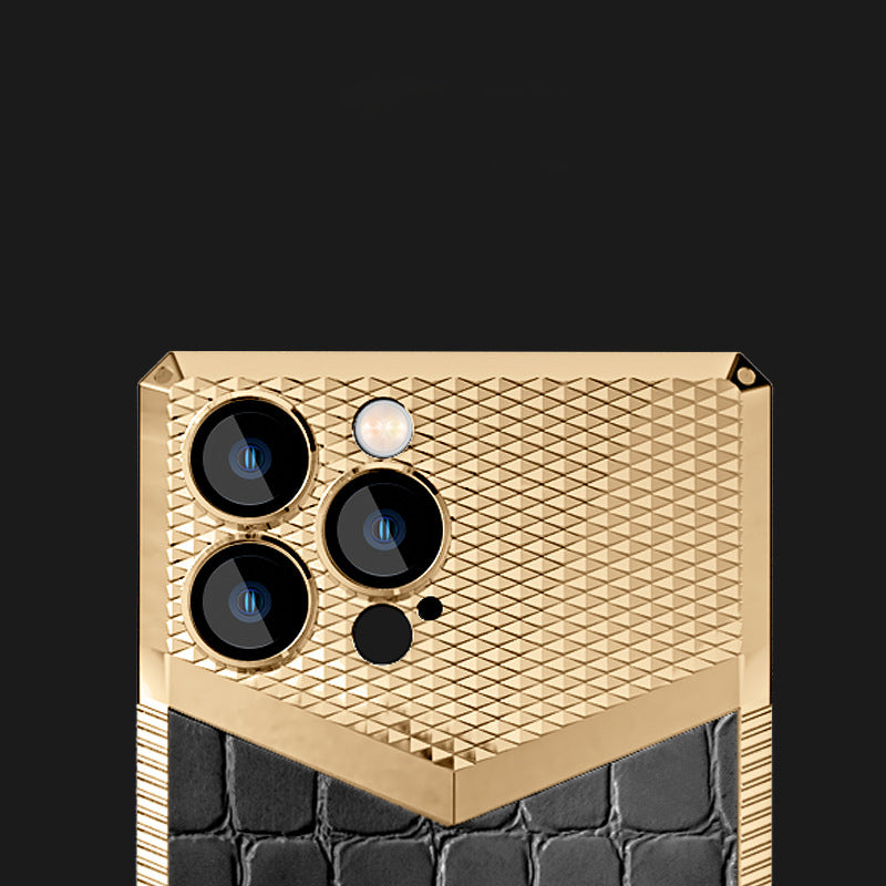 Gold Electroplated Croco Pattern Leather Luxury Cover iPhone cover – JustAndBest India