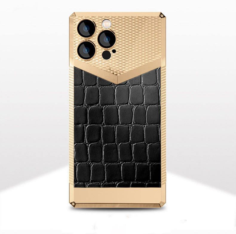 Gold Electroplated Croco Pattern Leather Luxury Cover iPhone cover – JustAndBest India