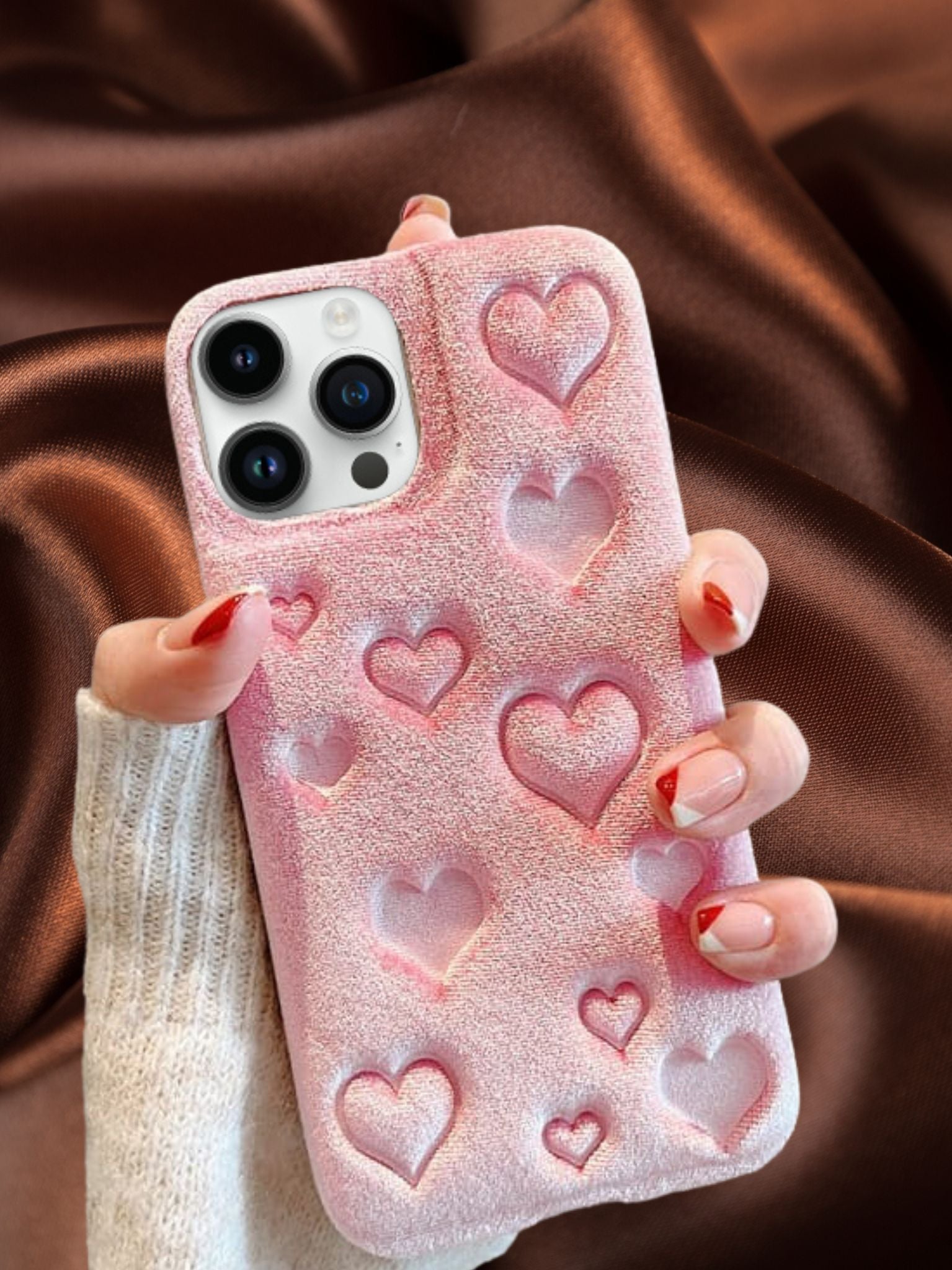 Elegant Hearts Velvet Case iPhone cover – JustAndBest India