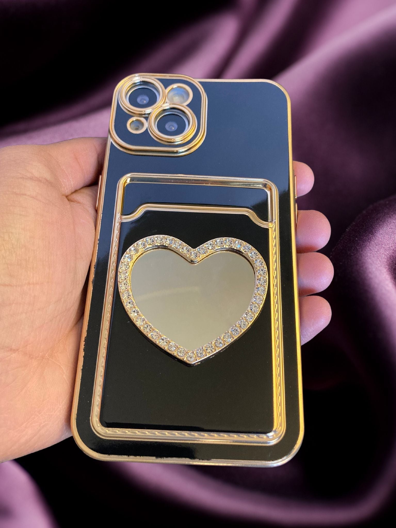 Bling Diamonds Heart Card Holder Cover – phone accessory by JustAndBest India