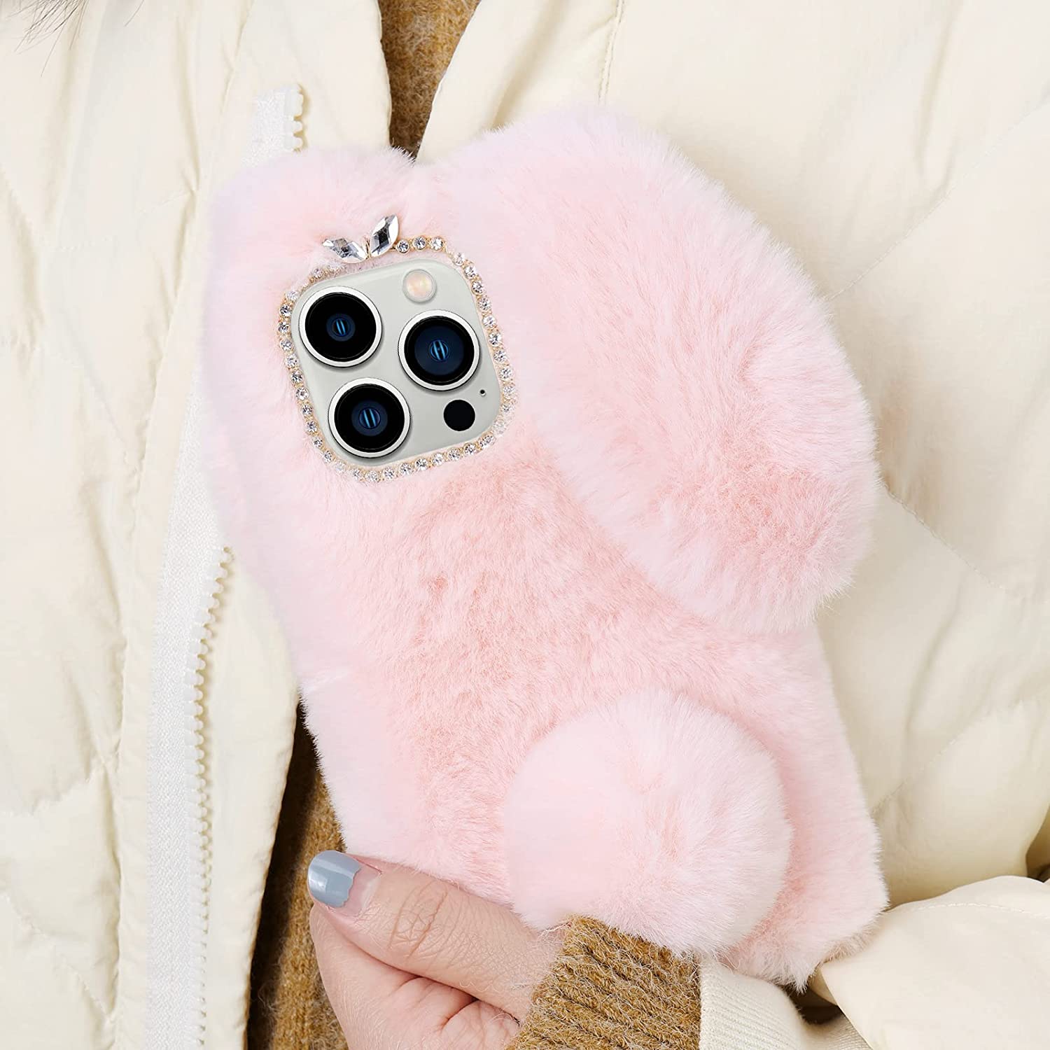 Luxury Bunny Rabbit Fur Plush Case iPhone cover – JustAndBest India