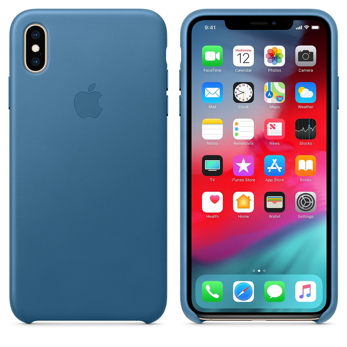 Blue Leather Cover for iphone xs max