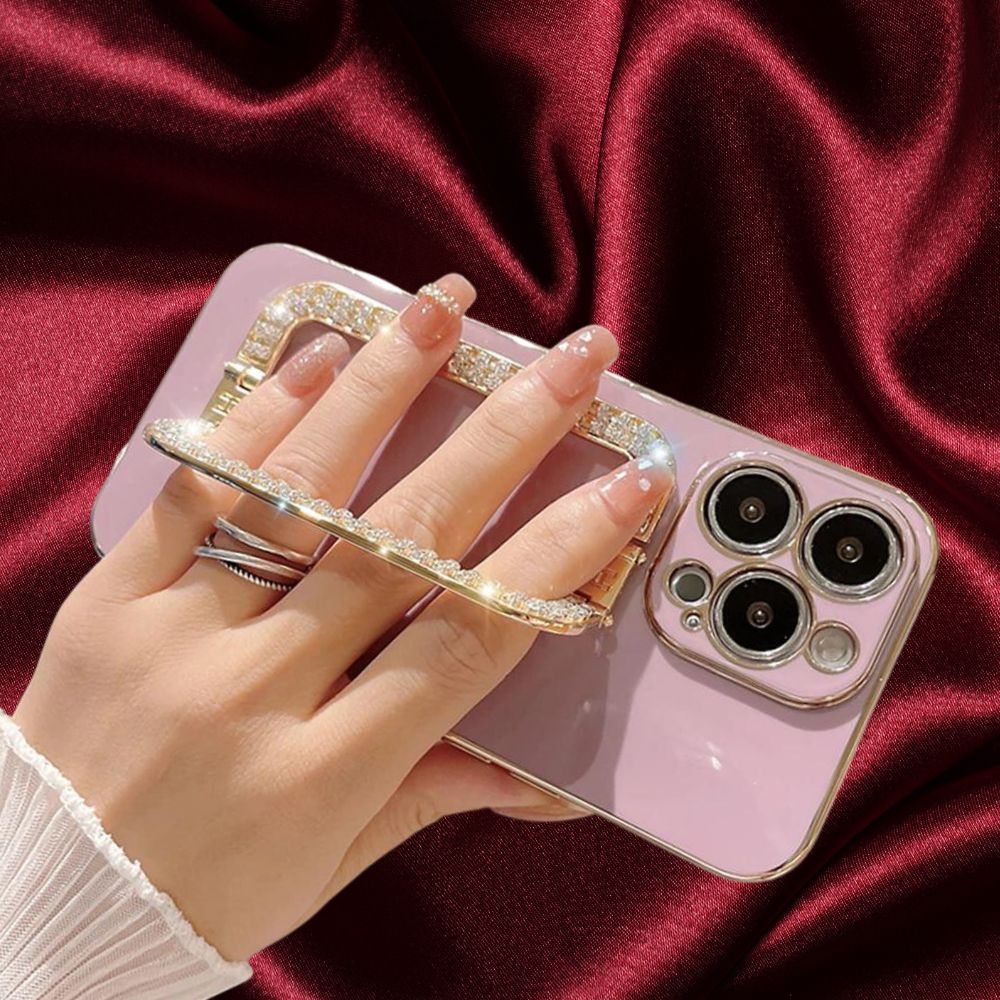 Diamond Rhinestones Gold Buckle Holder Cover – phone accessory by JustAndBest India