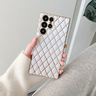 White Grid Gold Electroplated Cover for Samsung S22