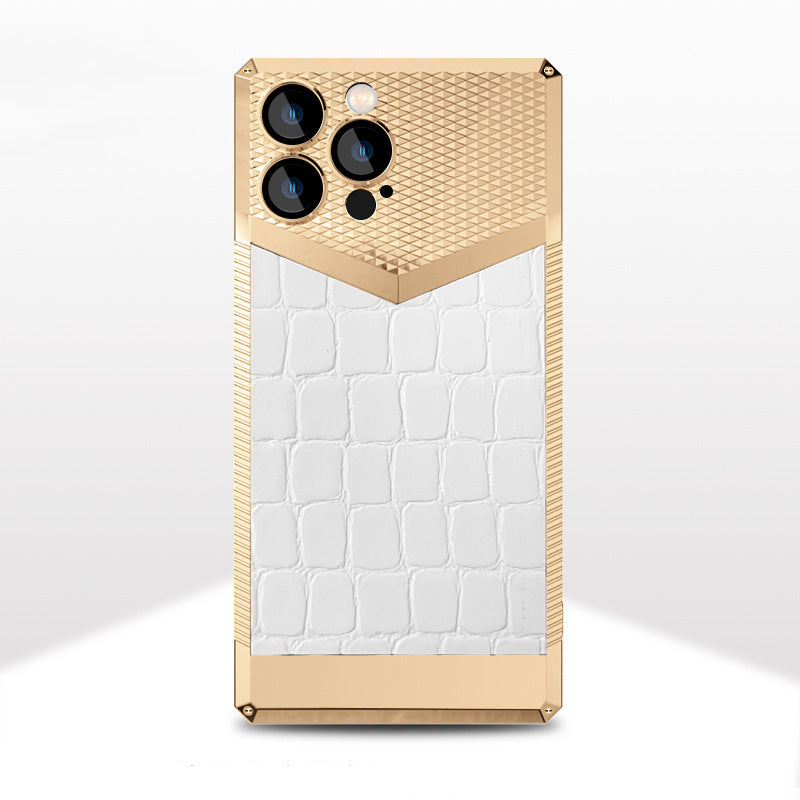Gold Electroplated Croco Pattern Leather Luxury Cover iPhone cover – JustAndBest India