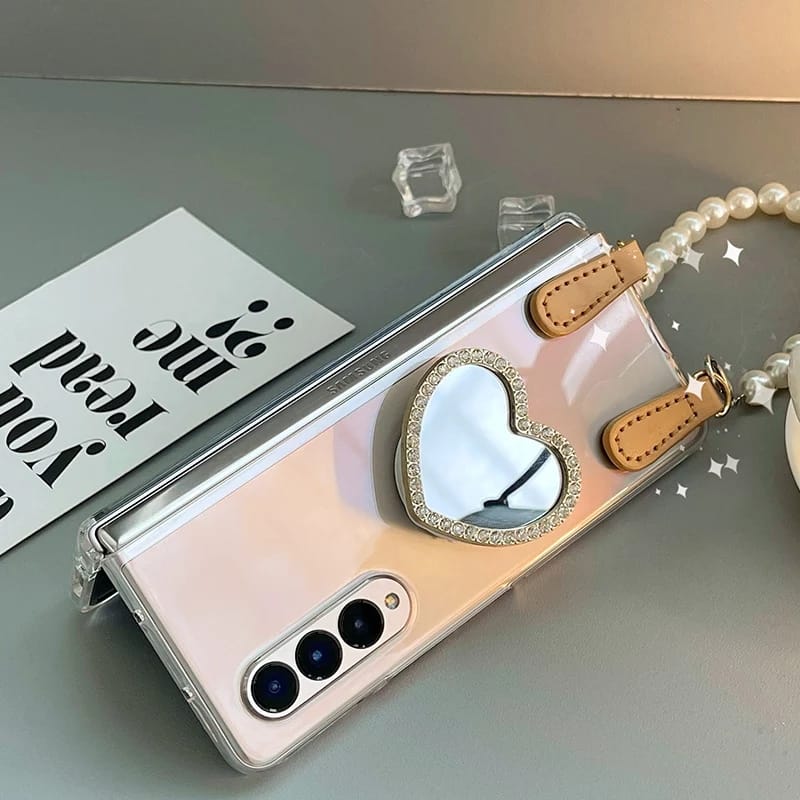Pearls Bracelet Rhinestones Mirror Heart Cover iPhone cover – JustAndBest India